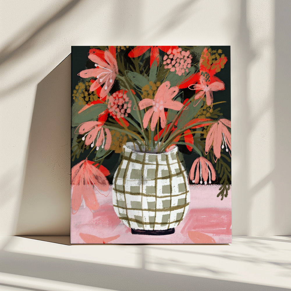 Petals in Patterned Vase | Canvas
