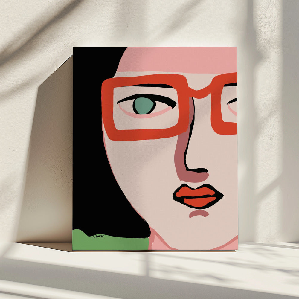 Lady with red glasses | Canvas