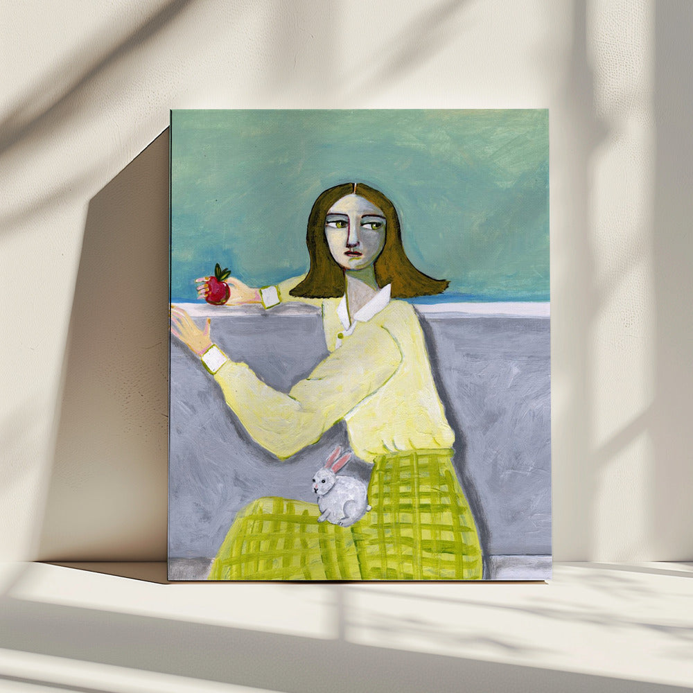 Lady Sitting with Rabbit | Canvas