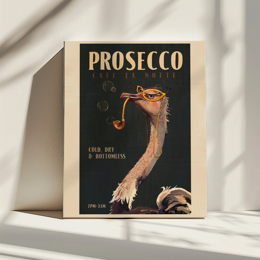 Art Deco Prosecco Wall Art Of An Ostrich | Canvas