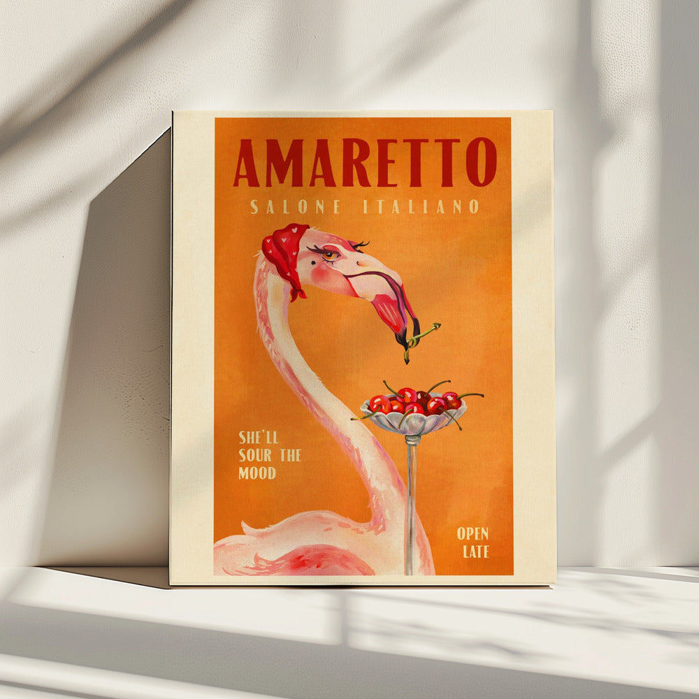 Amaretto Flamingo Art Deco Italian Cafe Travel Art | Canvas