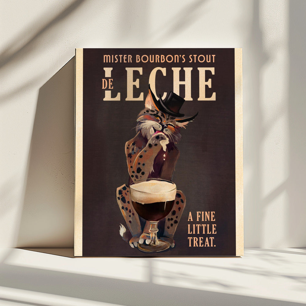 Bourbon De Leche Guinness Style Cat Art | Canvas