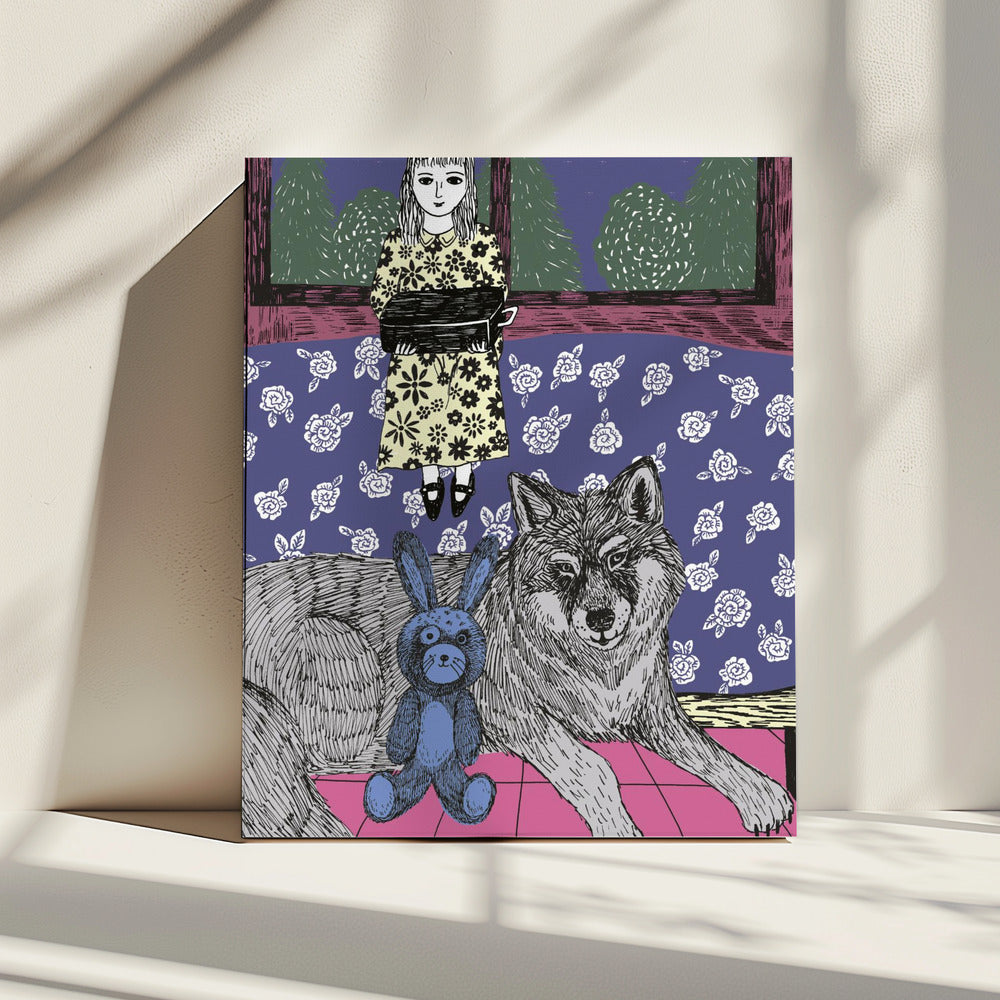 Girl With Wolf | Canvas