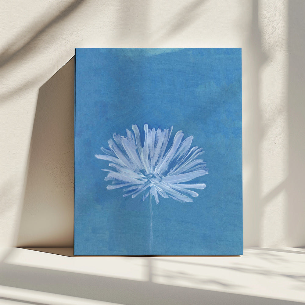 White Flower On Blue Background | Canvas