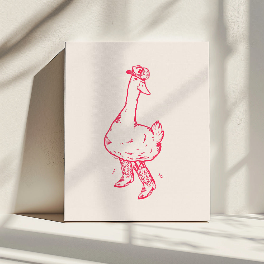 Duck wearing Western Boots in pink | Canvas