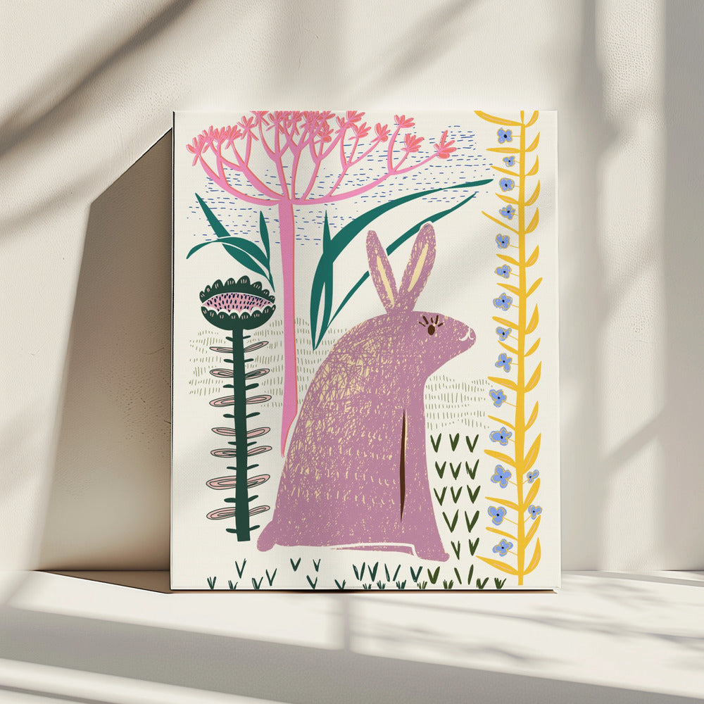 Block print lilac bunny | Canvas
