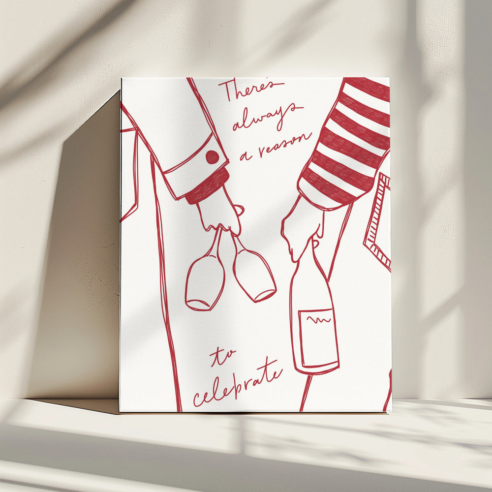 Woman holding wine bottle and wine glass (Red) - Wine Vin Rouge Femme | Canvas