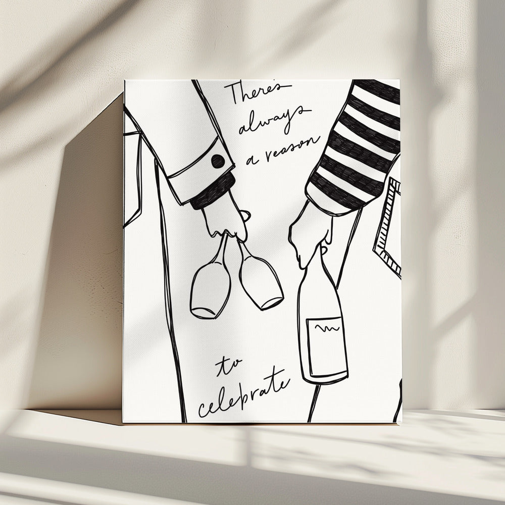 Woman holding wine bottle and wine glass (Black &amp; White) - Wine Vin Femme Noir et Blanc | Canvas
