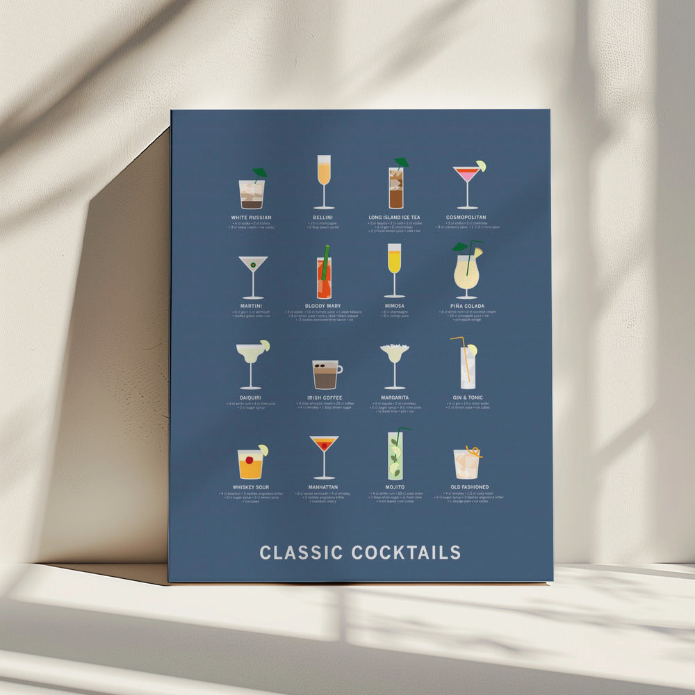 Classic Coctails poster blue | Canvas