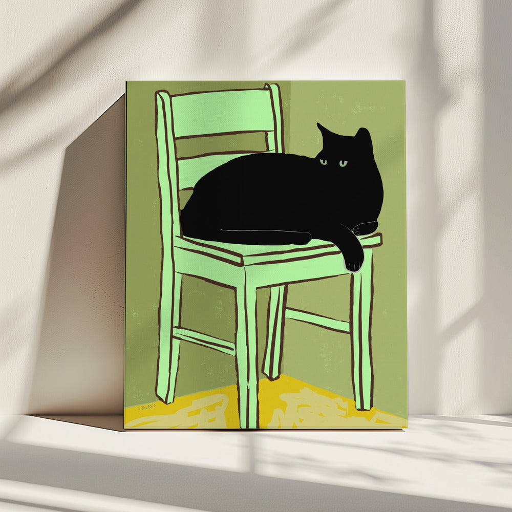 Black cat on chair | Canvas