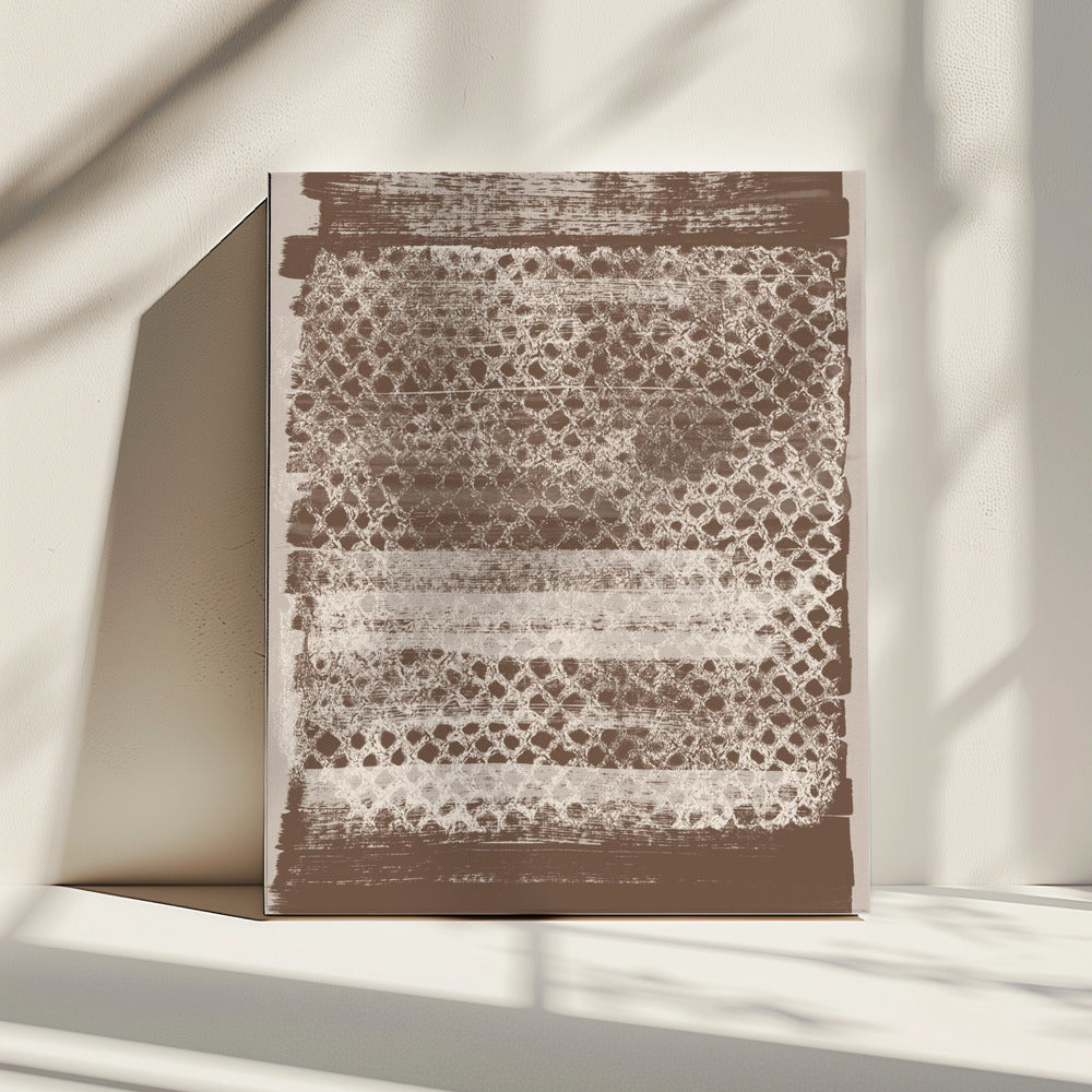 Neutral Pattern. White monotype texture on brown. | Canvas