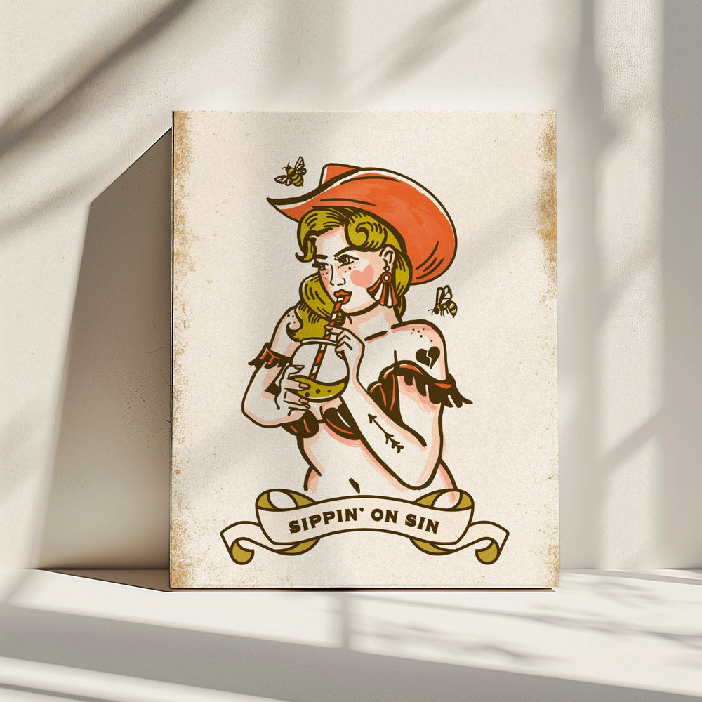 Sippin On Sin Cute &amp; Sassy Cowgirl Art | Canvas