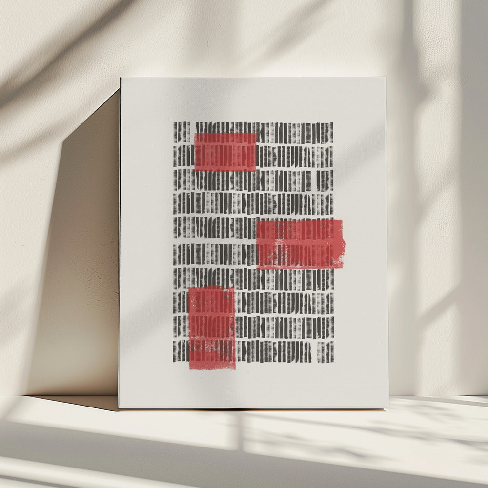Crimson Grids | Canvas