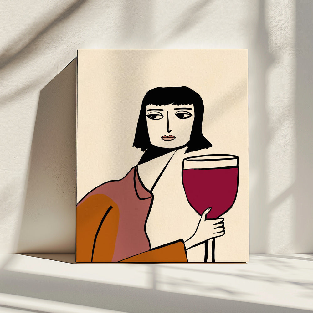 Ladying drinking wine | Canvas