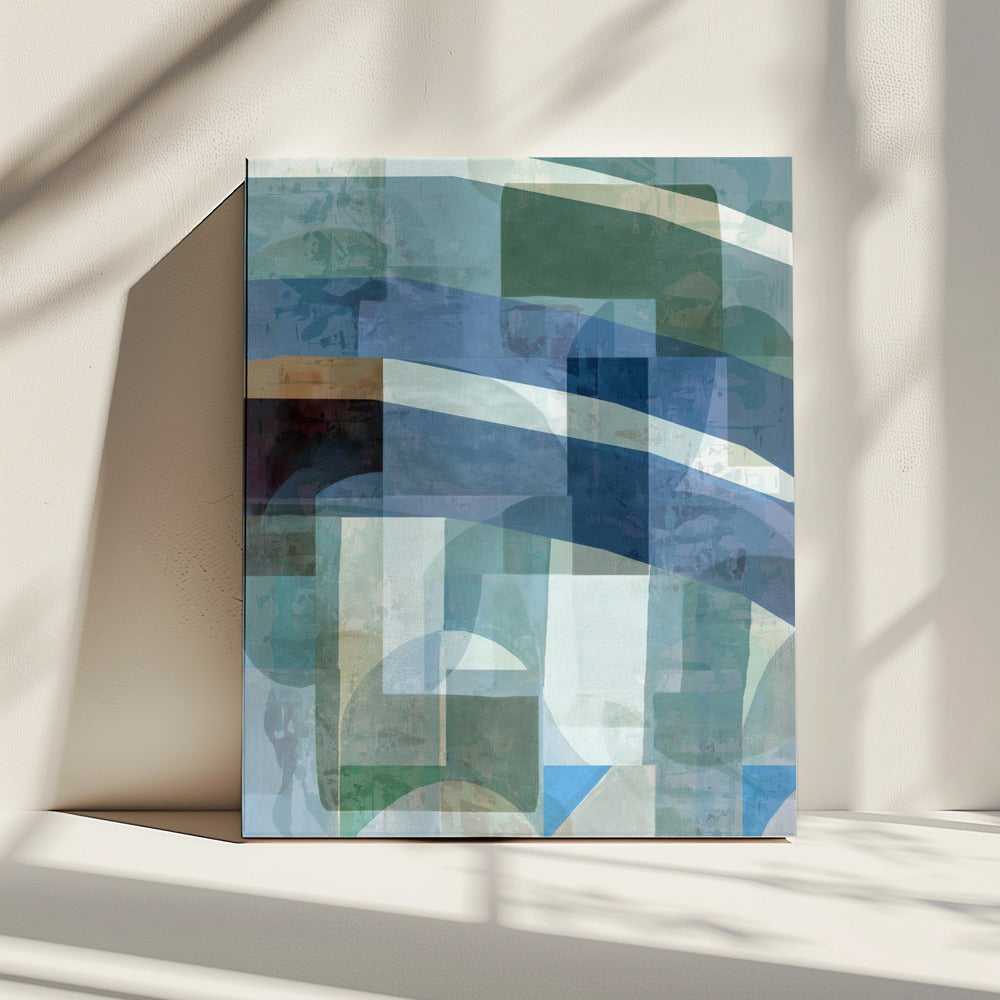 Abstract Blue and Neutral Shapes 1 | Canvas