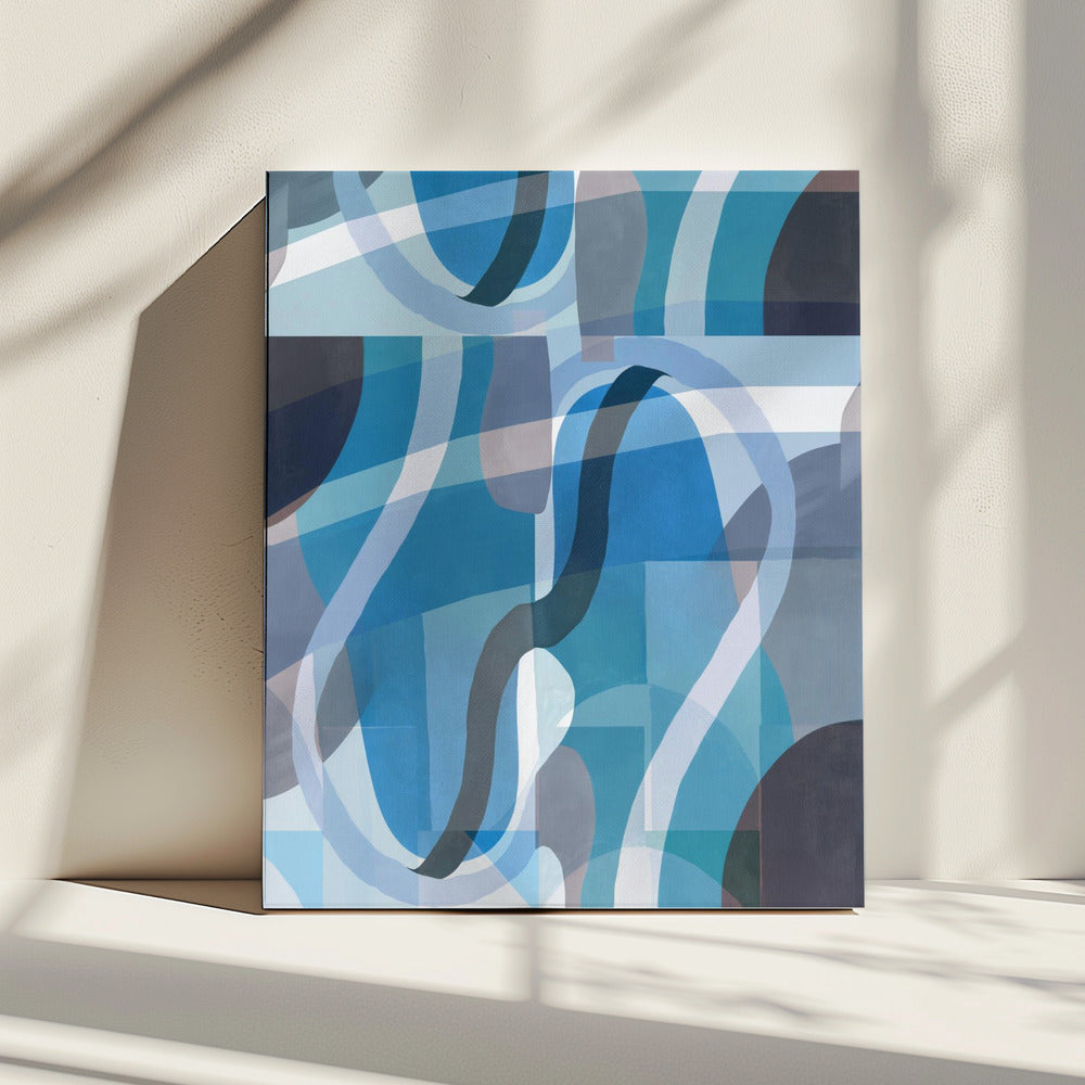 Abstract Blue and Neutral Swervy Shapes 2 | Canvas