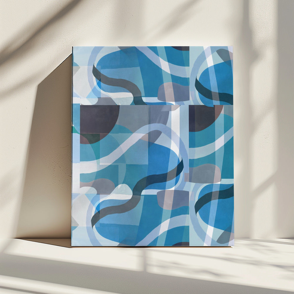 Abstract Blue and Neutral Swervy Shapes 3 | Canvas