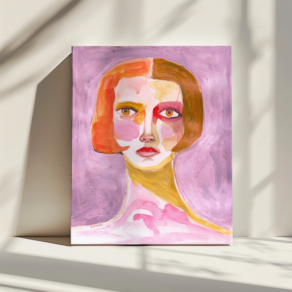 Lady with Bob haircut Mauve Lilac | Canvas