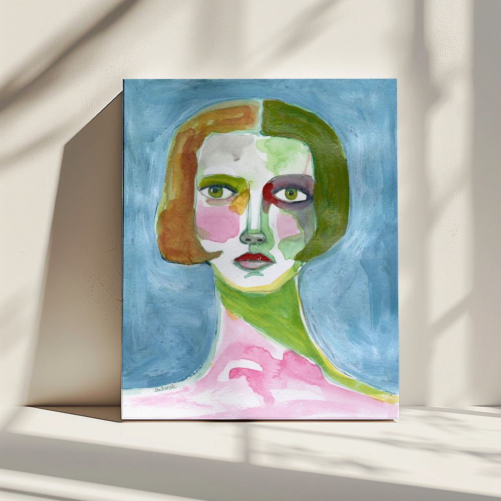 Lady with Bob haircut Blue | Canvas