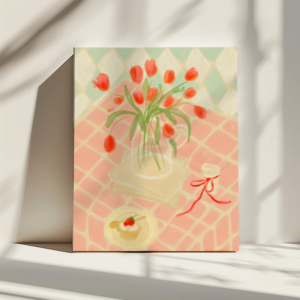 Red Tulips Summer Picnic | Canvas