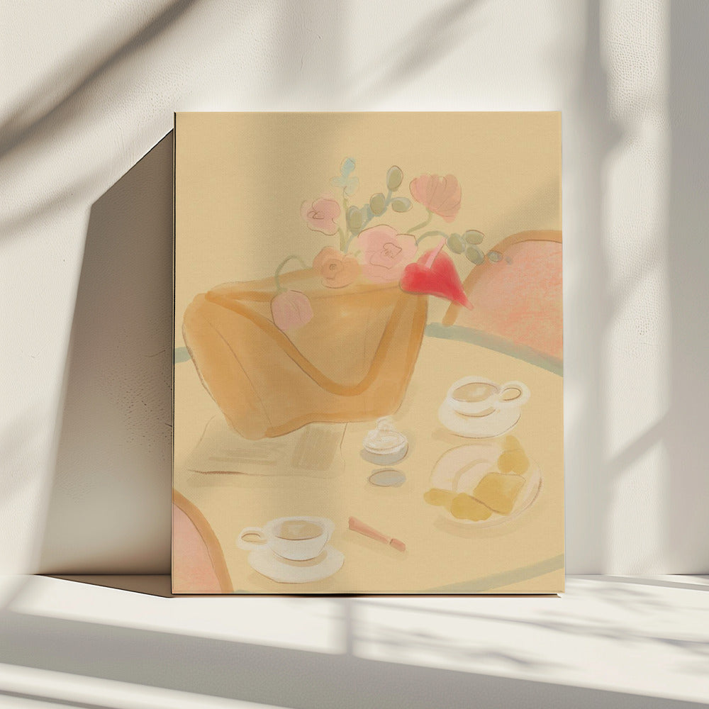 Coffee Date With Flowers | Canvas