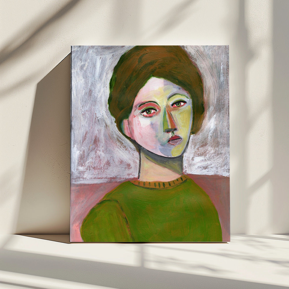 The woman in the green sweater | Canvas