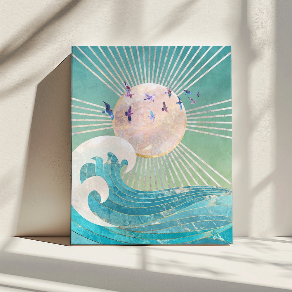 Sunset Golden Ocean Turquoise | Canvas