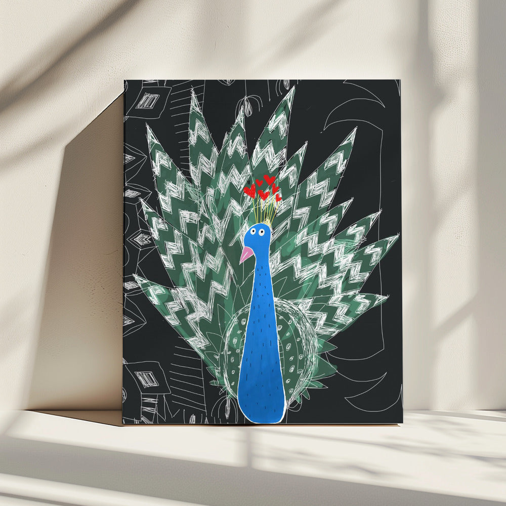Cute Peacock with Jungle Doodle by Artist Carla Daly | Canvas