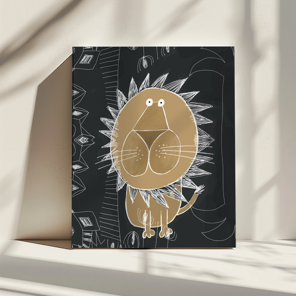 Cute Lion with Jungle Doodle by Artist Carla Daly | Canvas