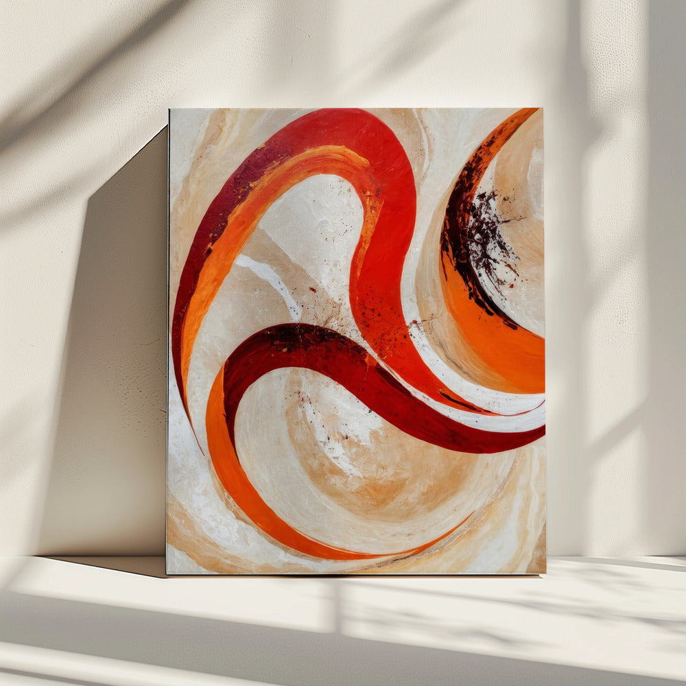 Red And Orange Swirls On A Neutral Background | Canvas