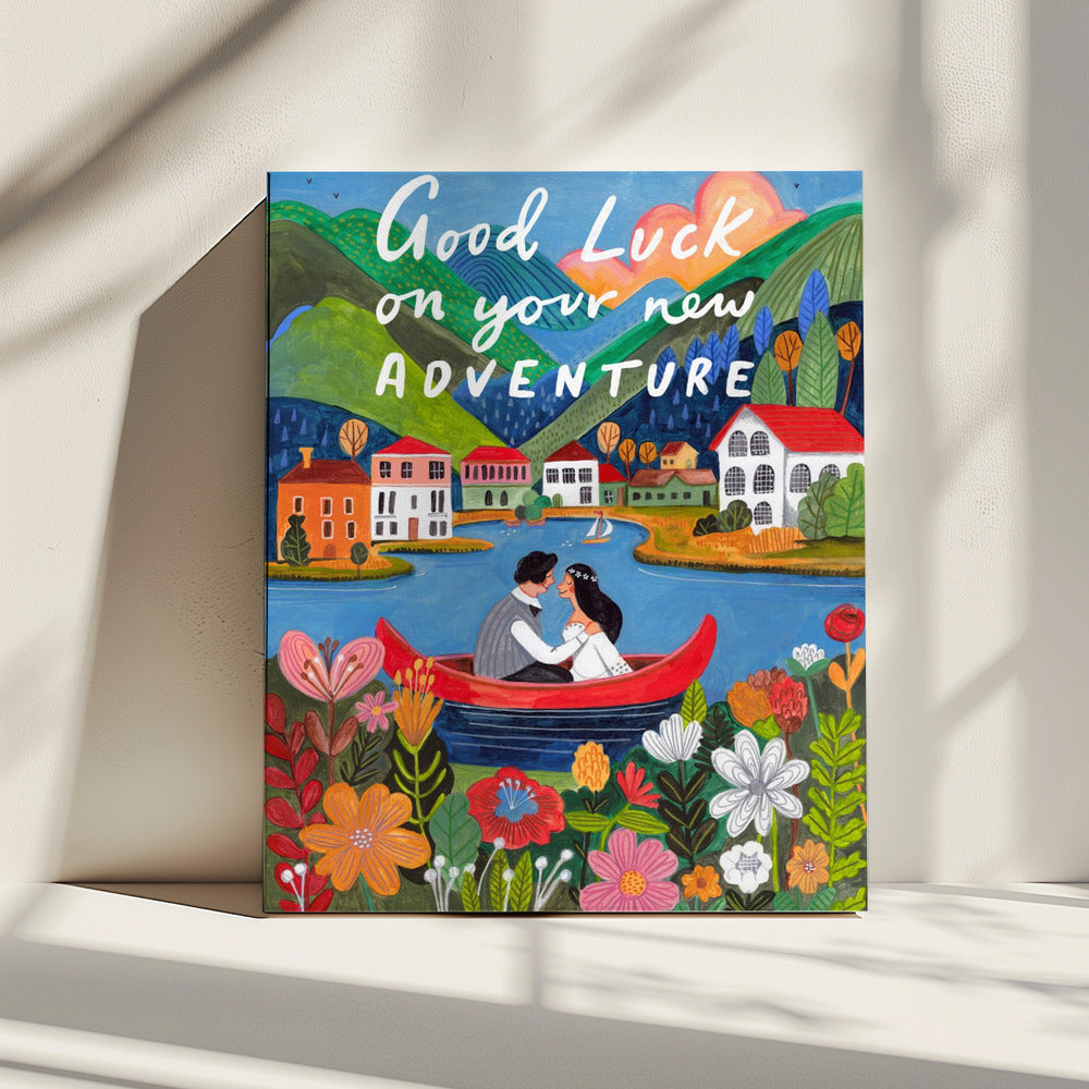 Just Married Couple in a boat | Canvas