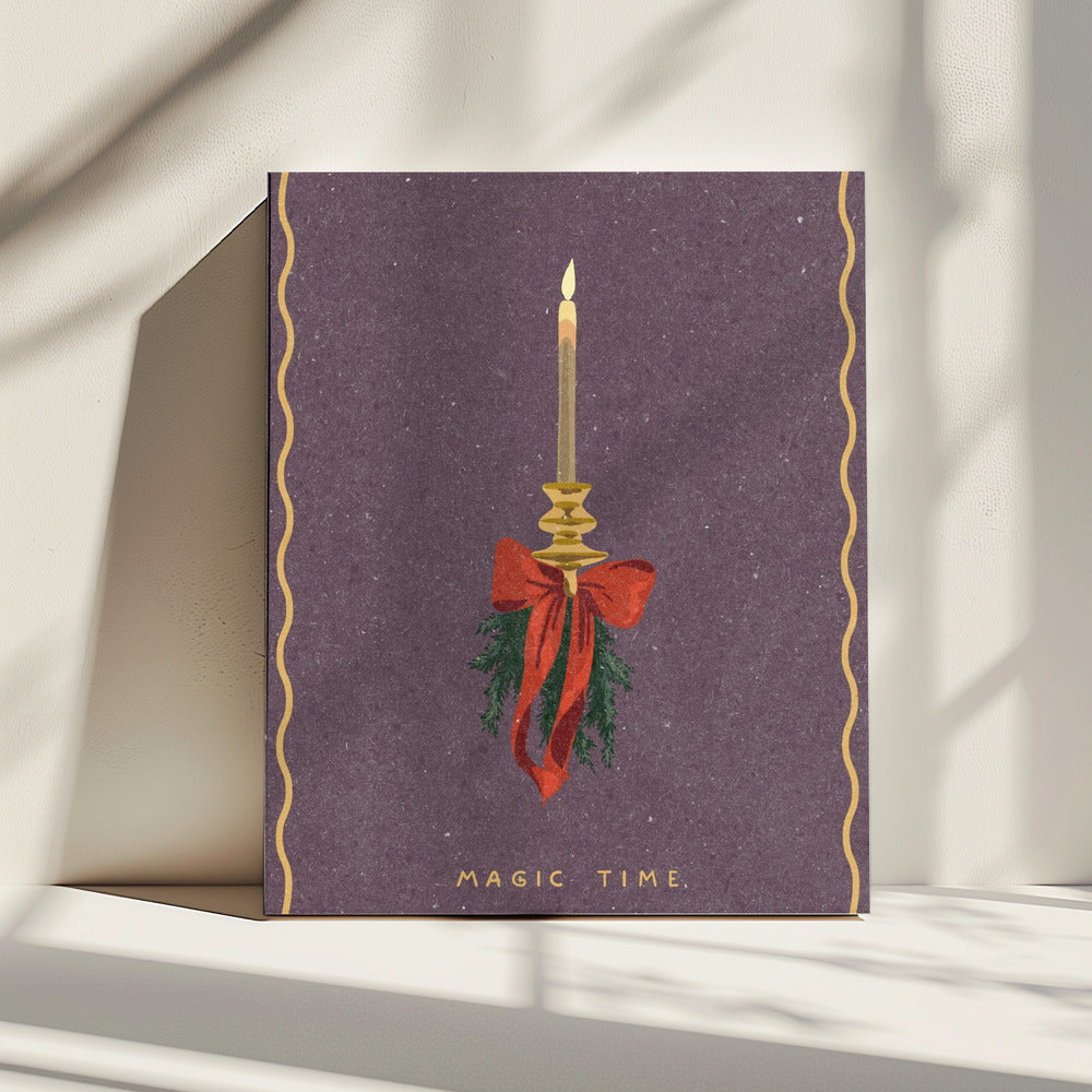 Candle with bow and spruce sprigs | Canvas