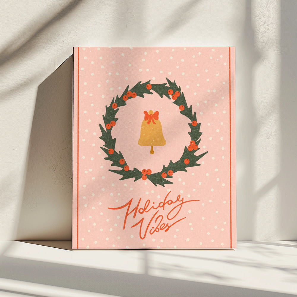 Christmas wreath with bell and bow | Canvas