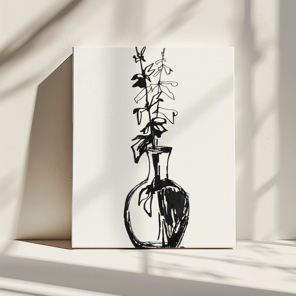 Leaves in a vase ink sketch | Canvas