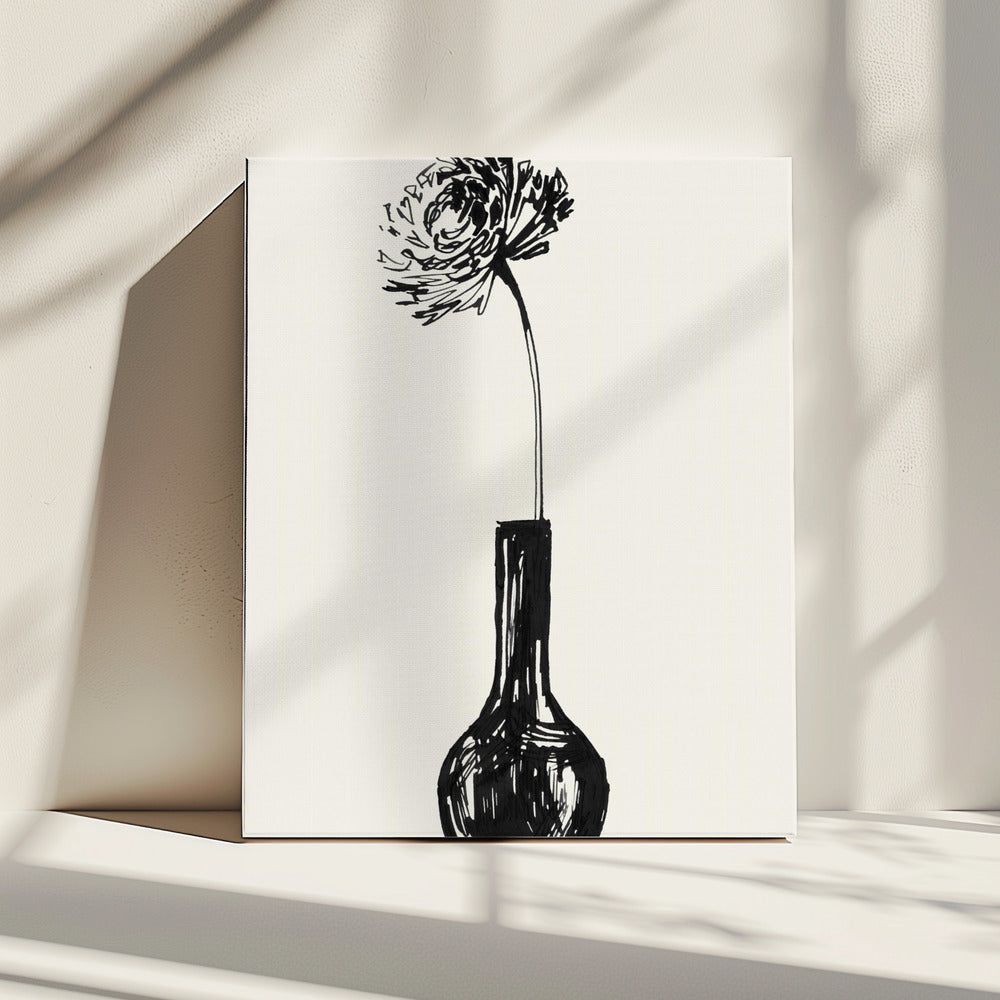 Flower in a vase ink sketch | Canvas