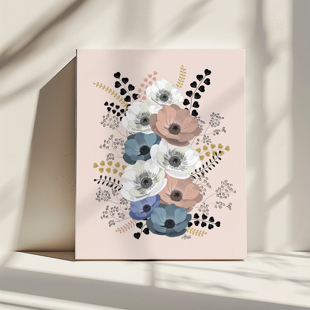 Anemones Floral Bouquet | Canvas