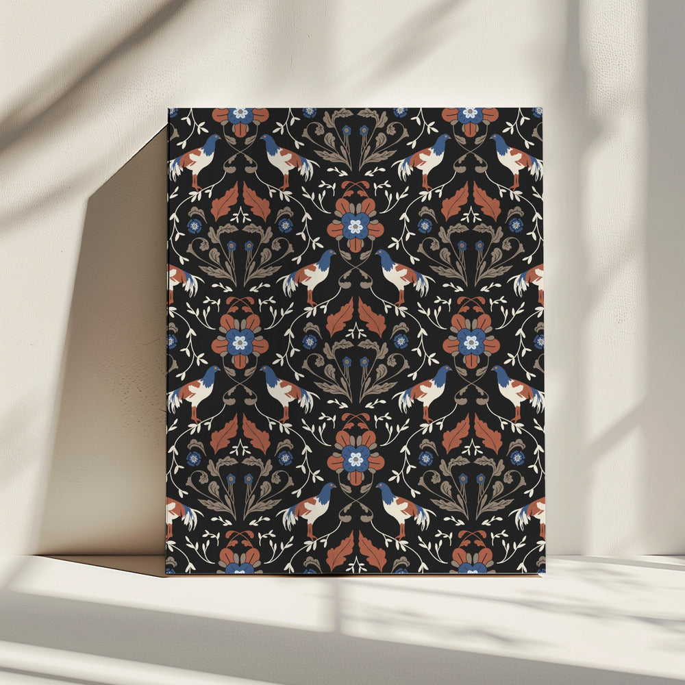 Roosters Beige Pattern | Canvas