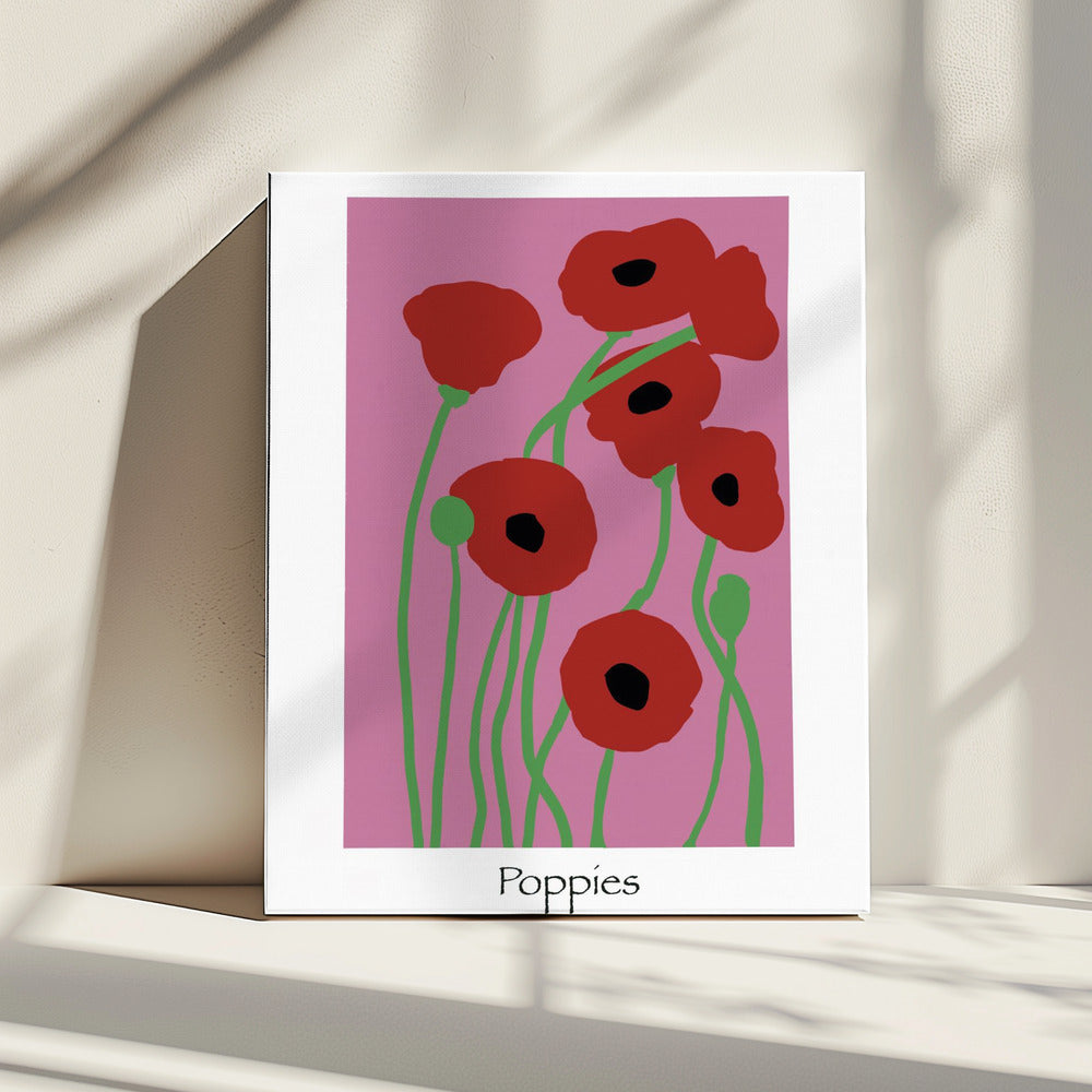Poppies Flowers pink and red | Canvas