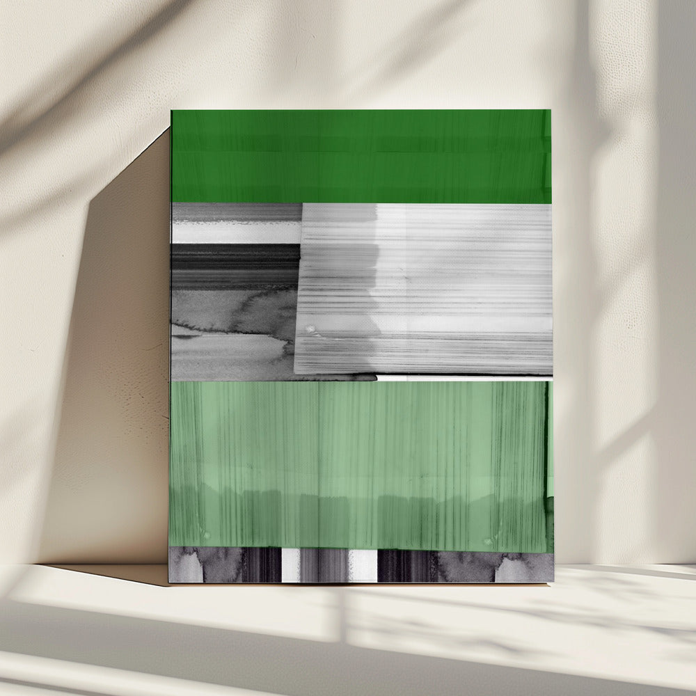 Abstract Black White Green Grey 1 | Canvas