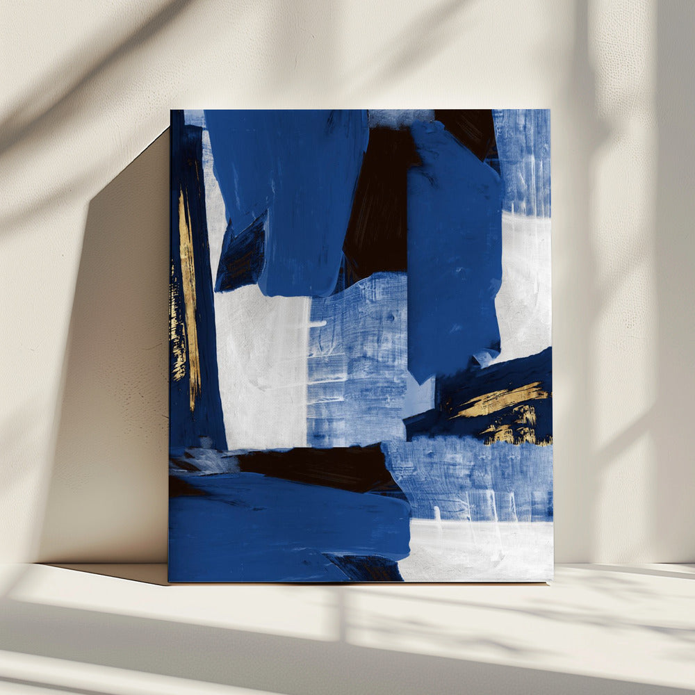 Navy Gold Shapes 1 | Canvas