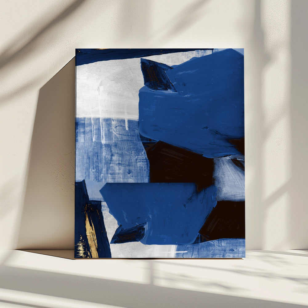 Navy Gold Shapes 2 | Canvas