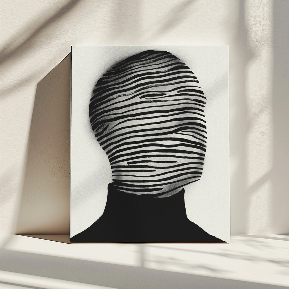 Abstract Head Wrapped In Black And White Stripes | Canvas