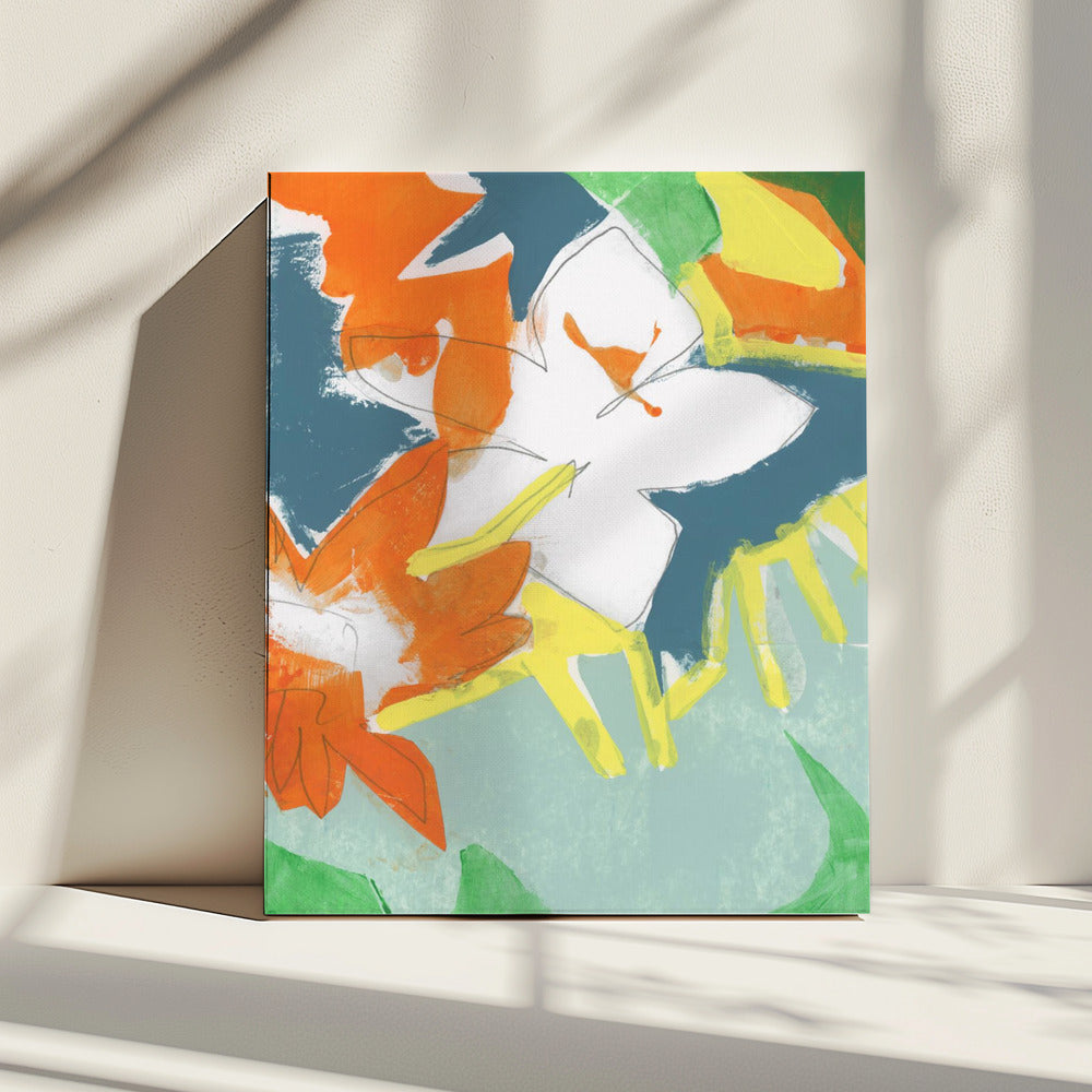 Soft Rustic Bright Florals No1 Print | Canvas
