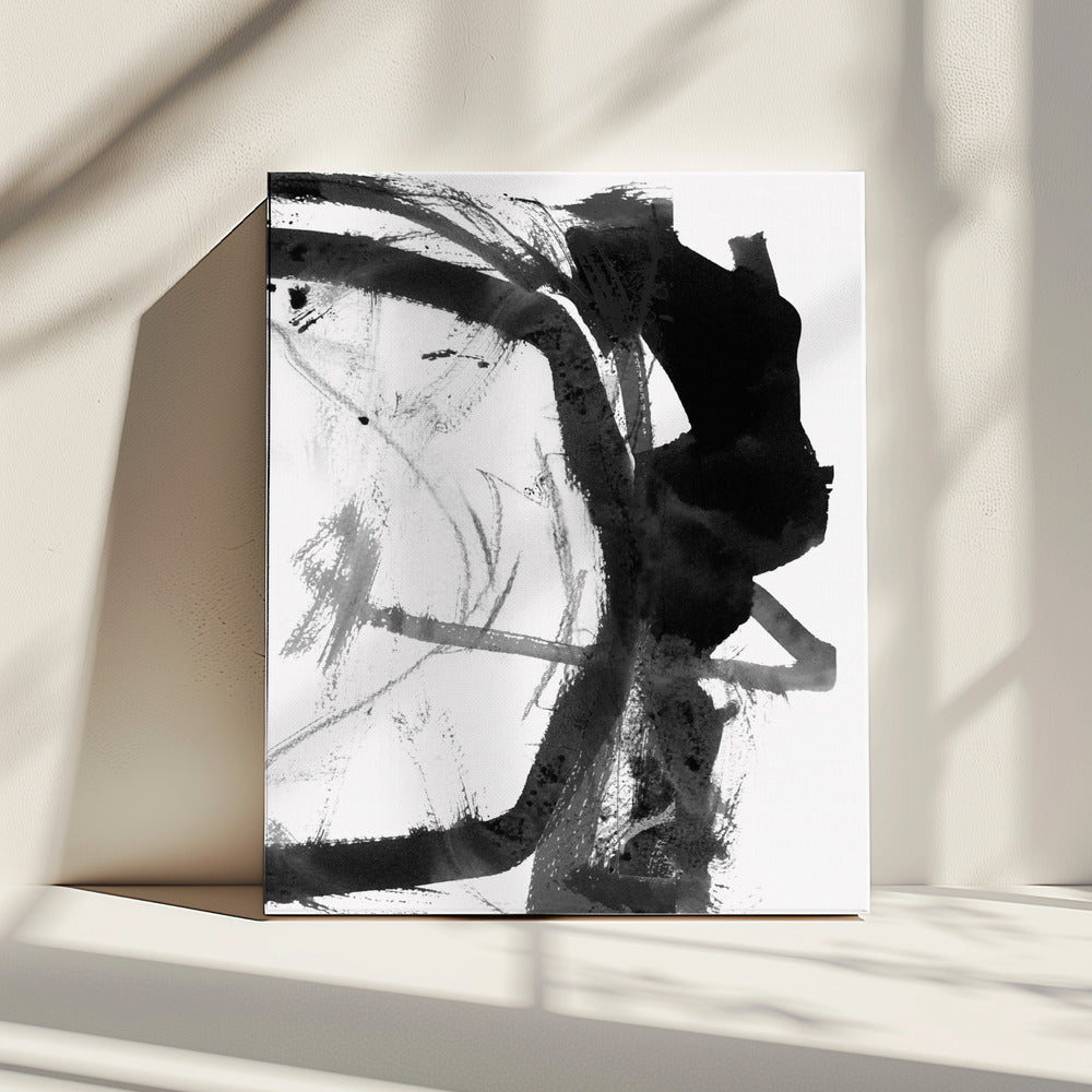 Black &amp; Grey Ink Abstract Art Print | Canvas