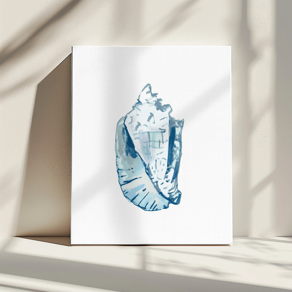 Blue Seashell On White Background No6 | Canvas