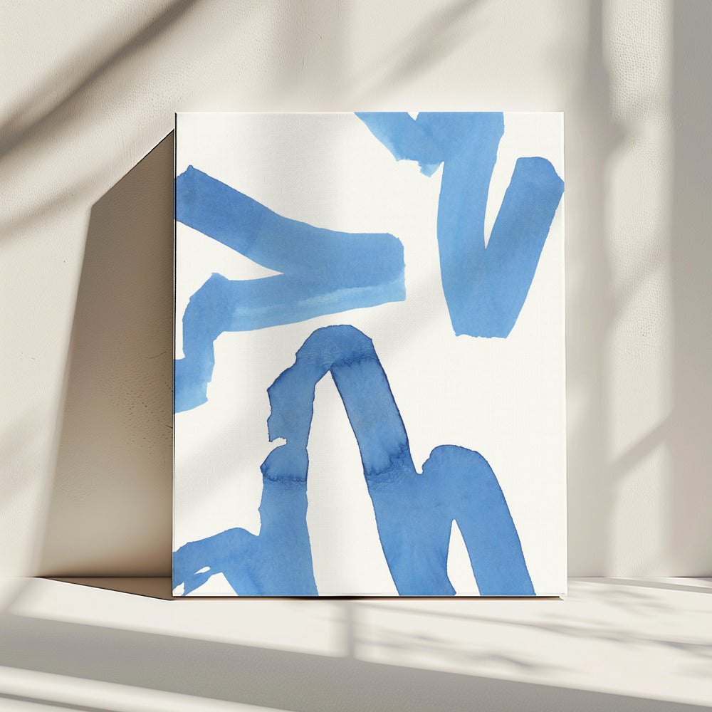 Abstract Blue Brushstrokes Art Print No1 | Canvas