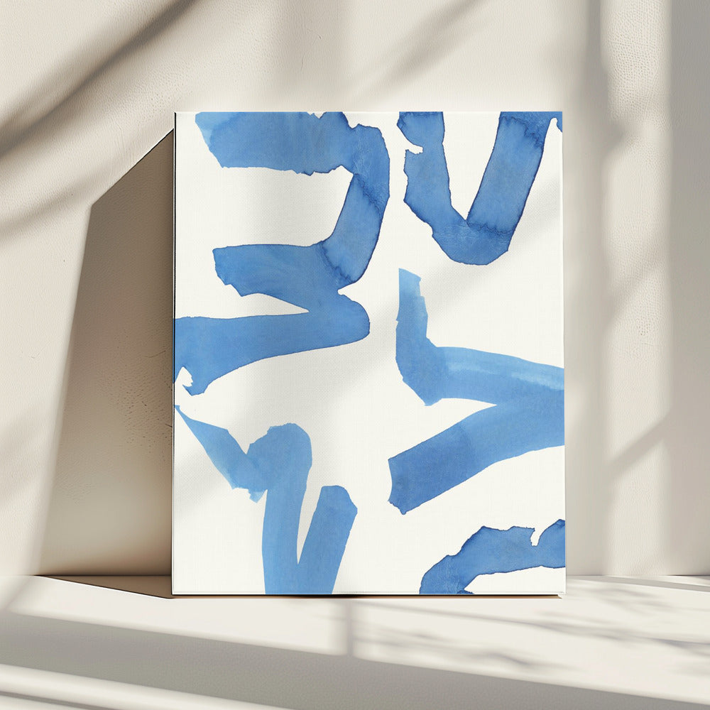 Abstract Blue Brushstrokes Art Print No2 | Canvas