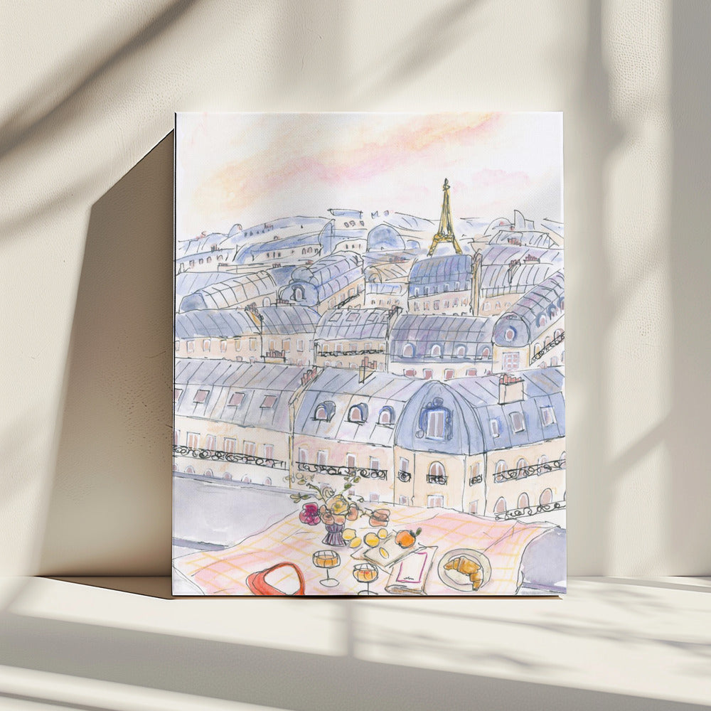 Parisian Rooftop Picnic With Eiffel Tower Views | Canvas