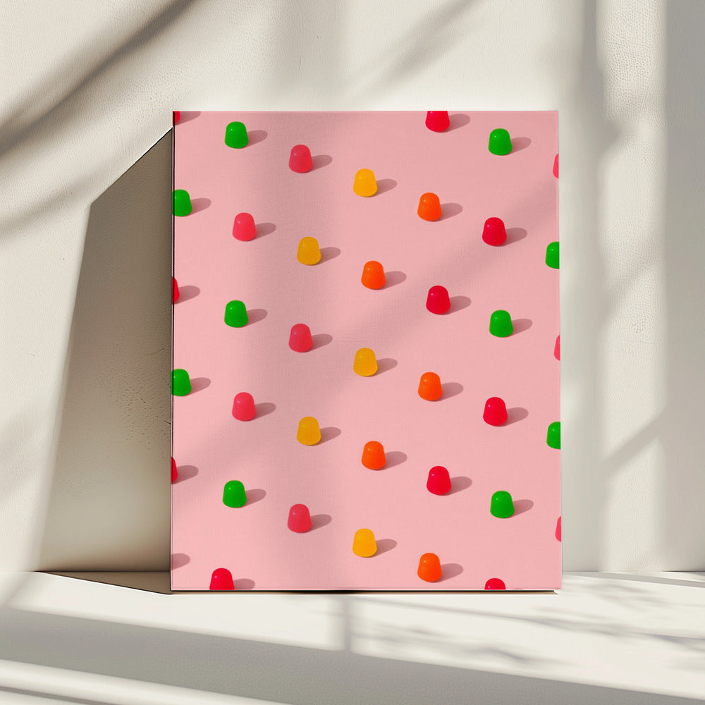 Dots Candy Gum Drops - Repeating Pattern On Pink Background | Canvas