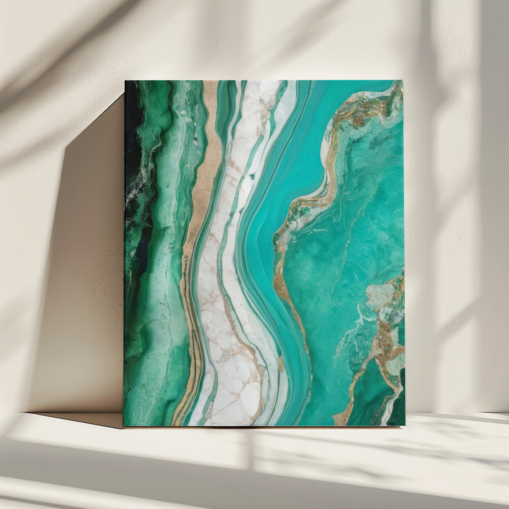 Green And Turquoise Patterns With Marbled Textures | Canvas
